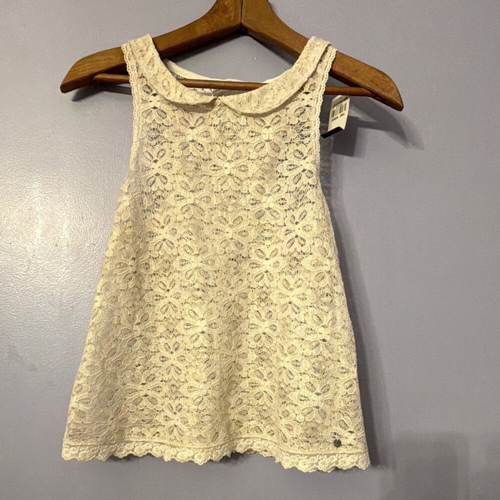 NWT Abercrombie & Fitch Y2K Women S Ivory Lace Camisole Vintage Peter Pan Collar